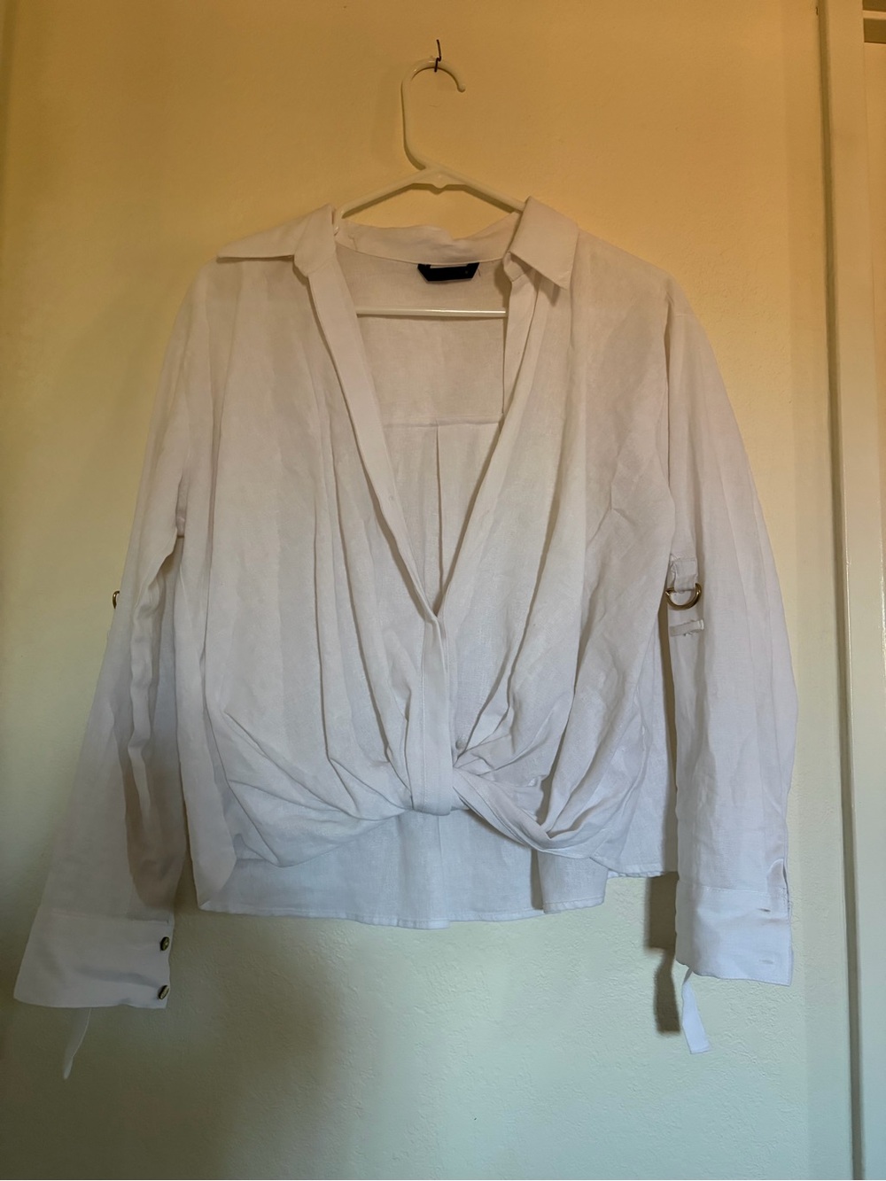 Zara linen white blouse twistbottom